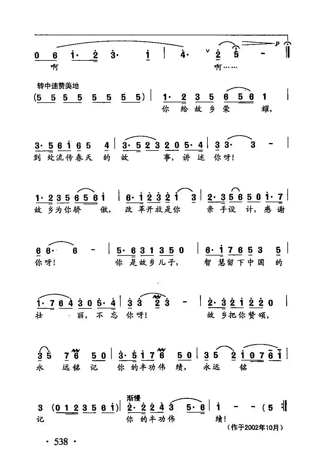 田光歌曲选-416人民怀念你