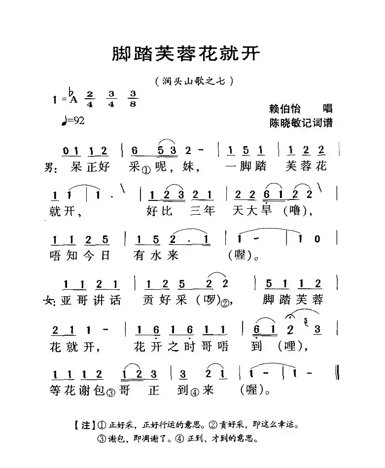 河源民歌：脚踏芙蓉花就开