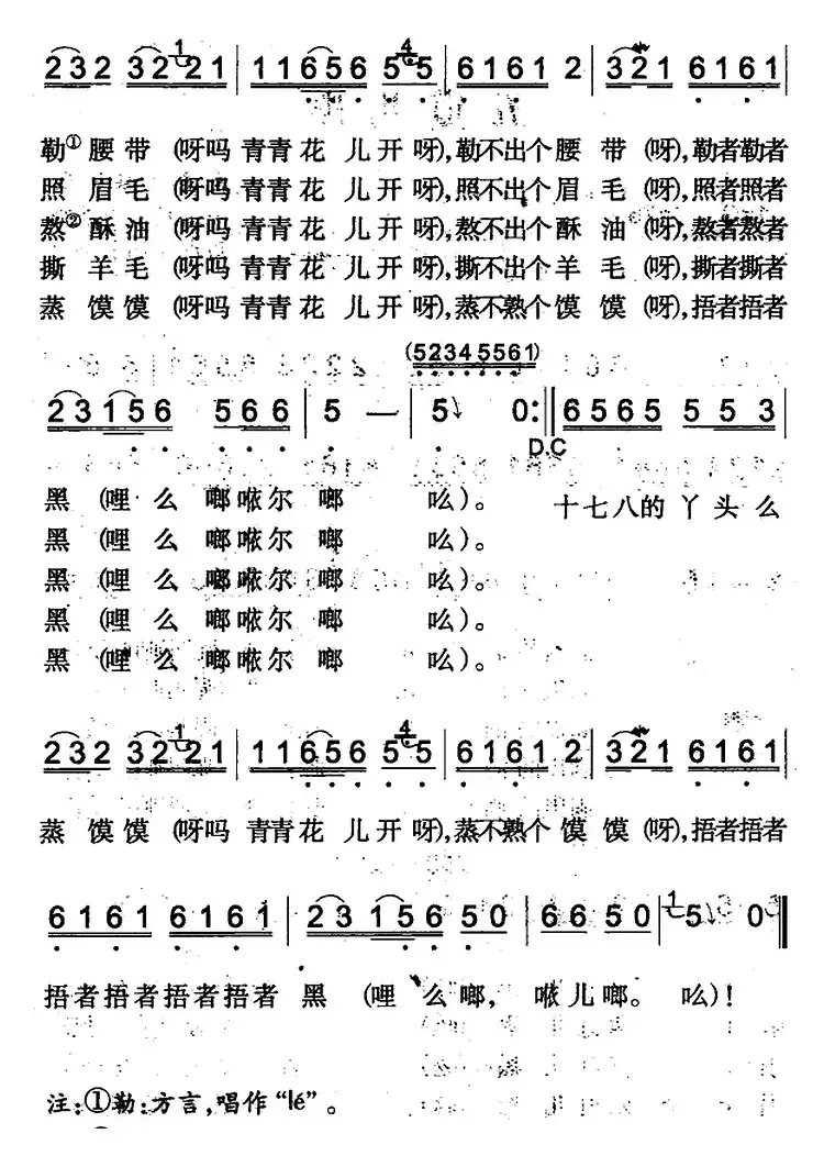 五道儿黑（焉耆回族民歌）