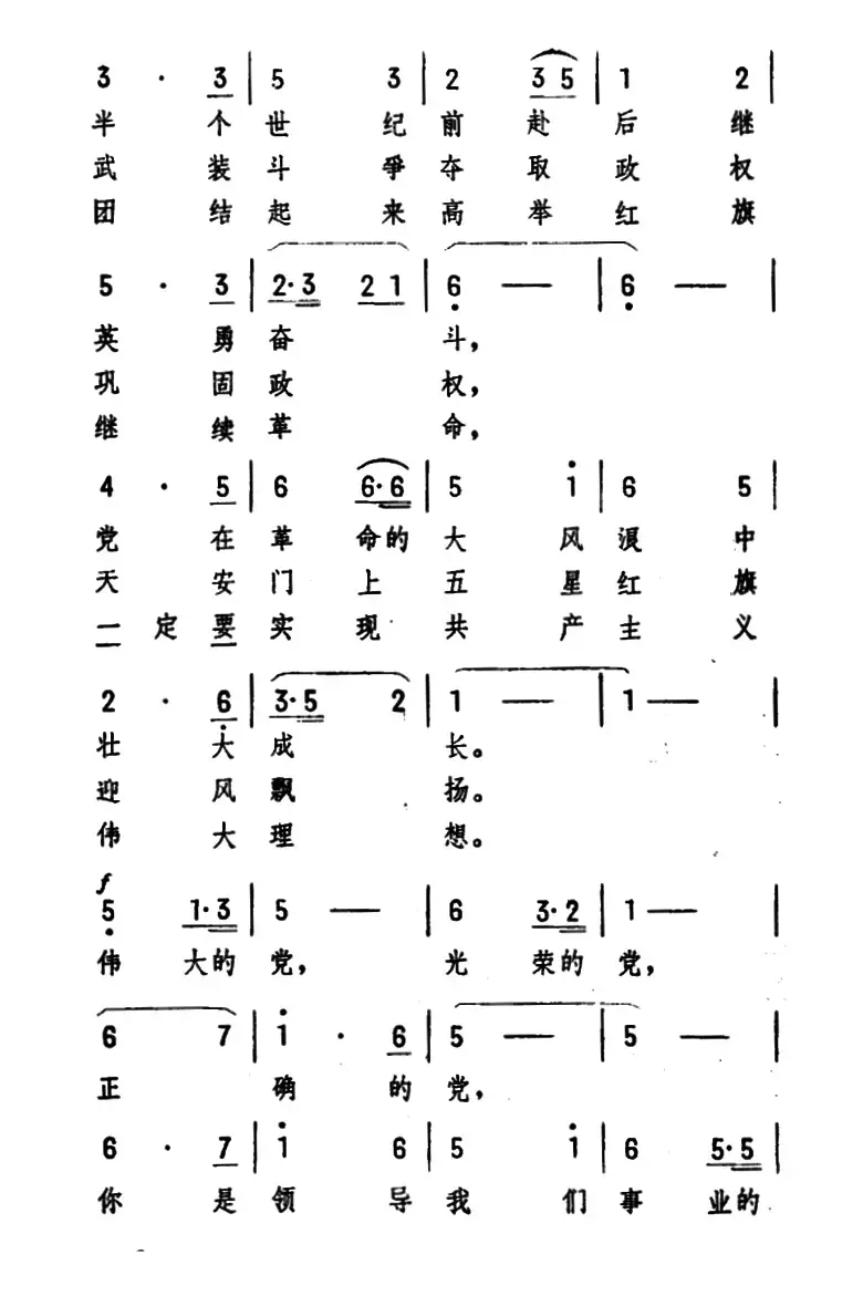 歌唱伟大光荣正确的中国共产党