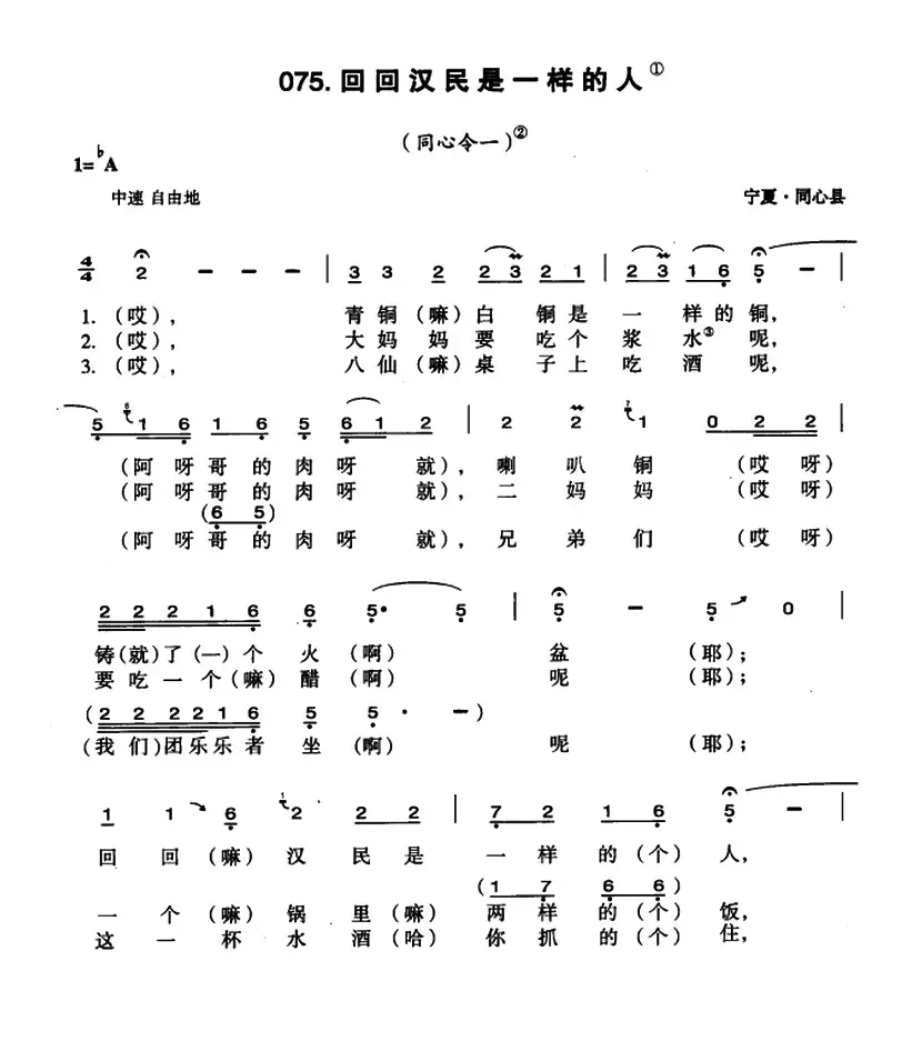 回回汉民是一样的人