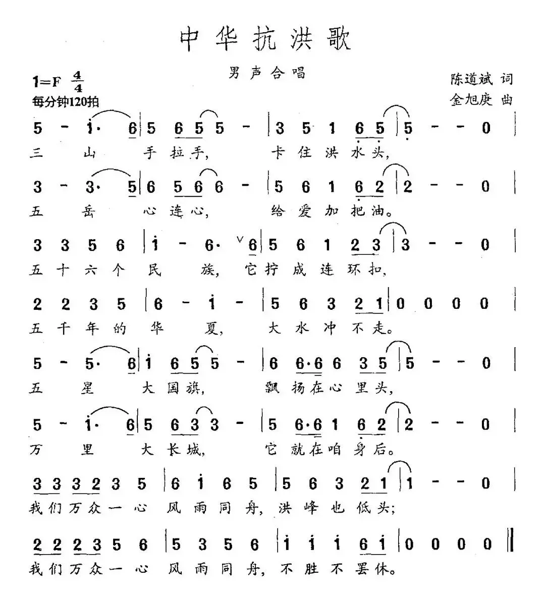 中华抗洪歌（陈道斌词 金旭庚曲）