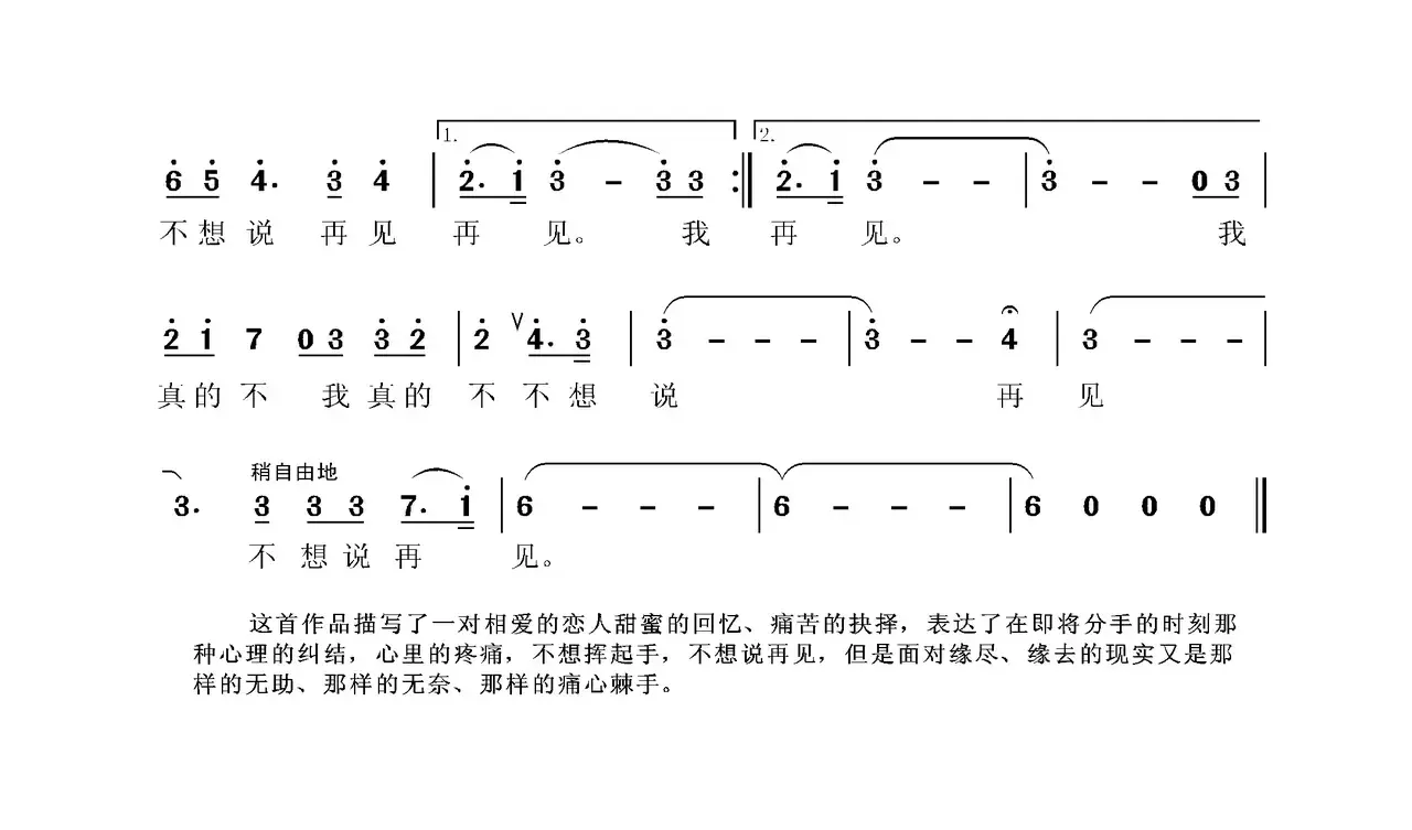 我不想说再见（张国良词 王强曲）