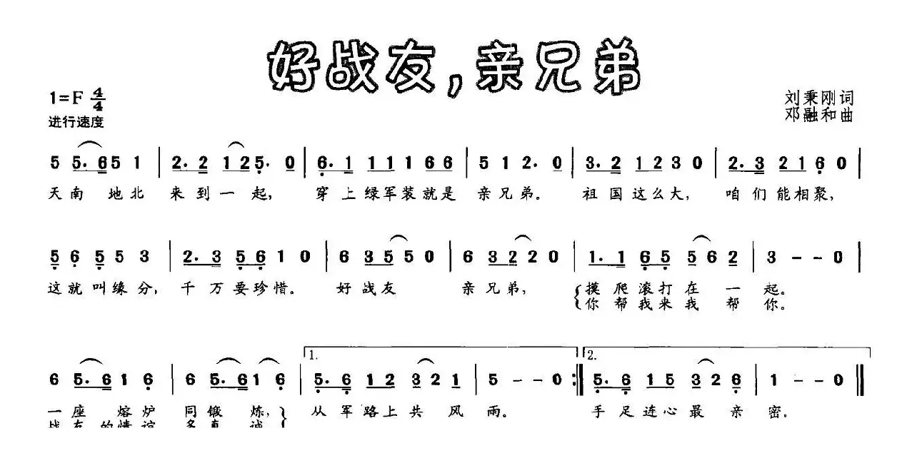 好战友，亲兄弟（刘秉刚词 邓融和曲）