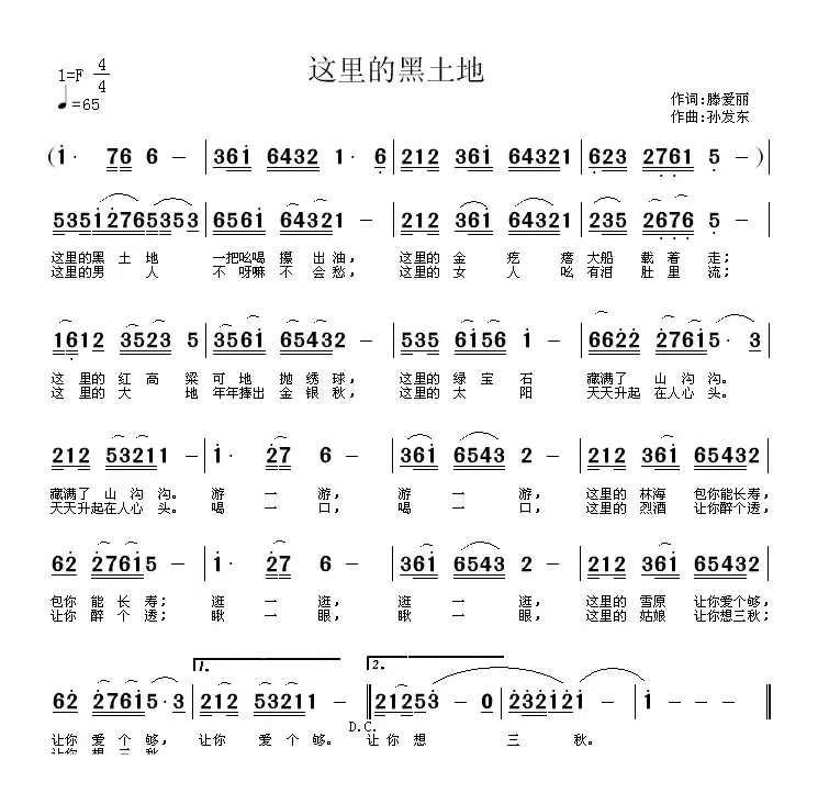 这里的黑土地（滕爱丽词 孙发东曲）