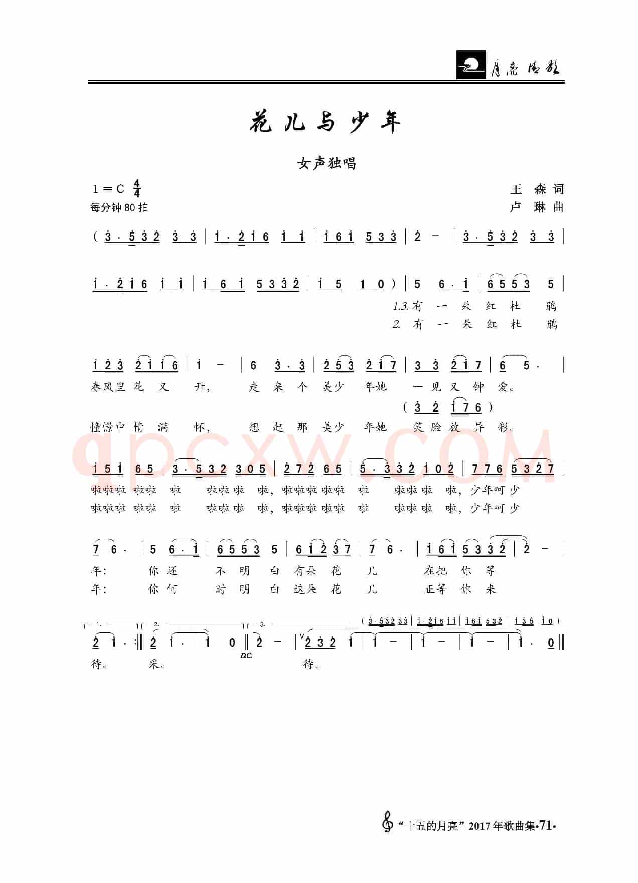 花儿与少年（王森词 卢琳曲）