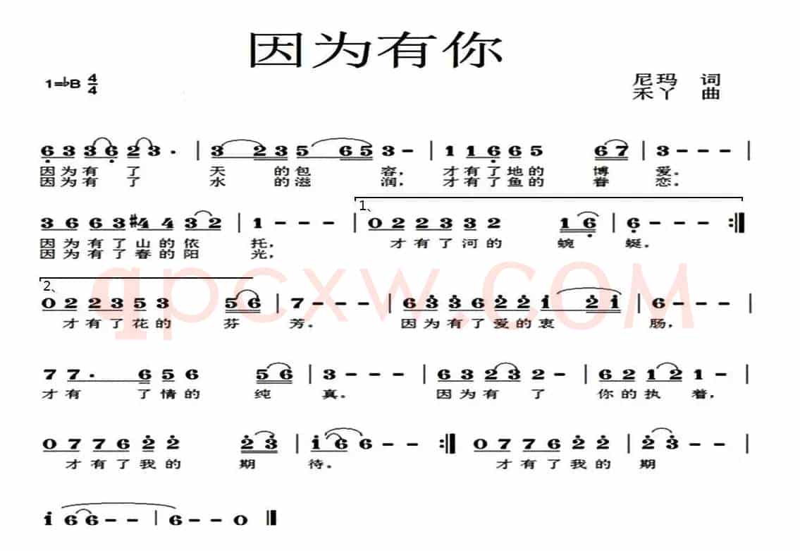 因为有你（尼玛词 禾丫曲）