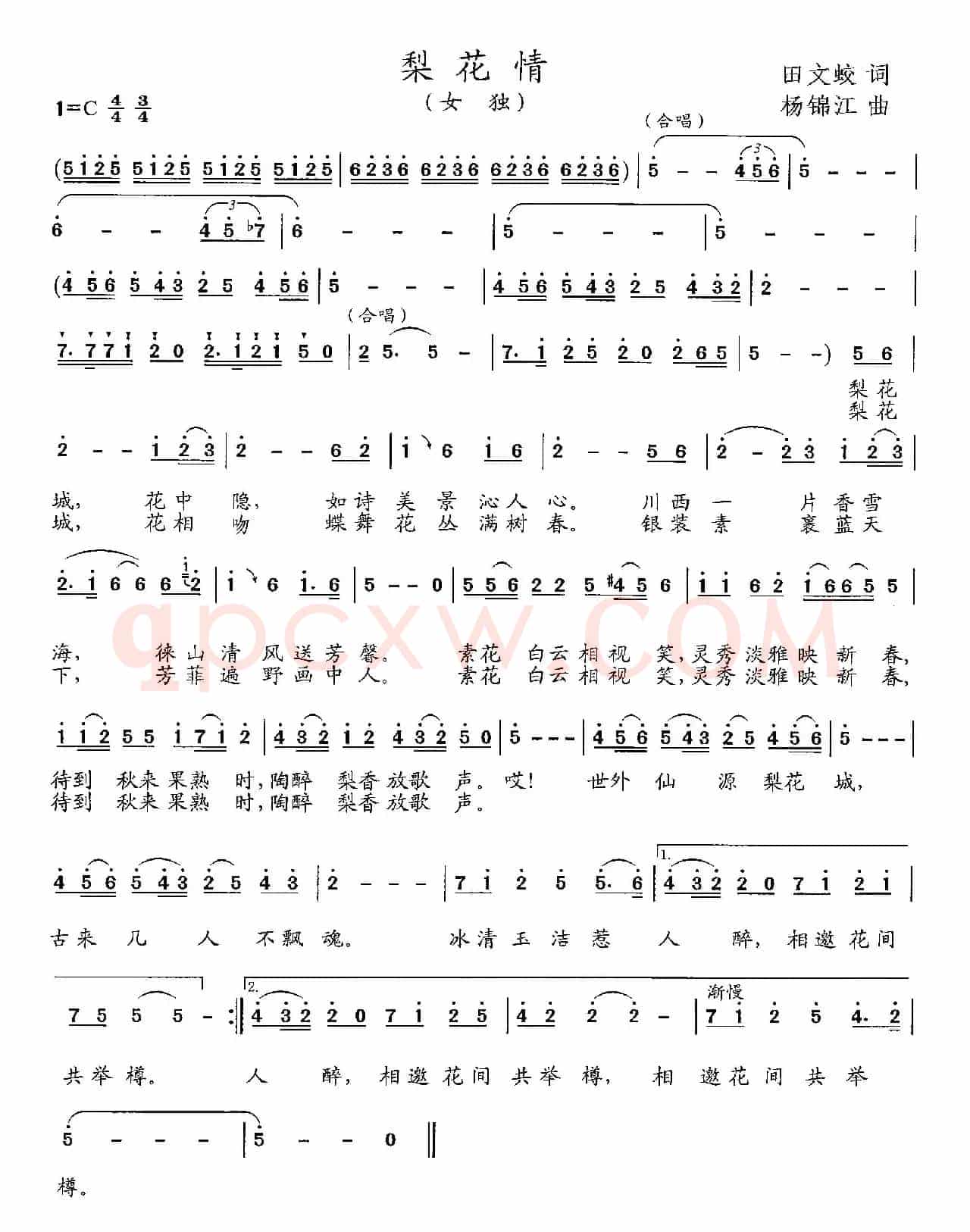 梨花情（田文蛟词 杨锦江曲）