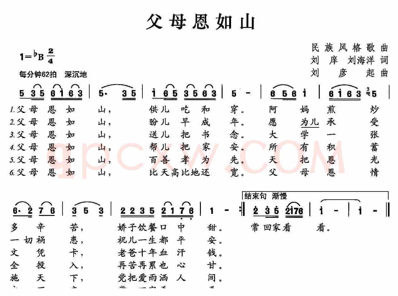 父母恩如山（刘庠 刘海洋词 刘彦起曲）