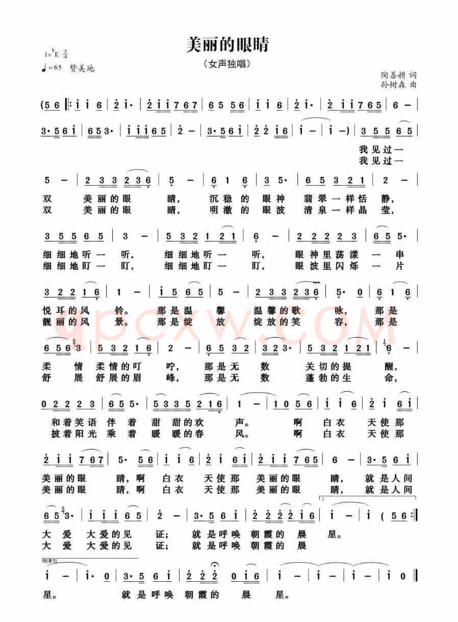 美丽的眼睛（陶善耕词 孙树森曲）