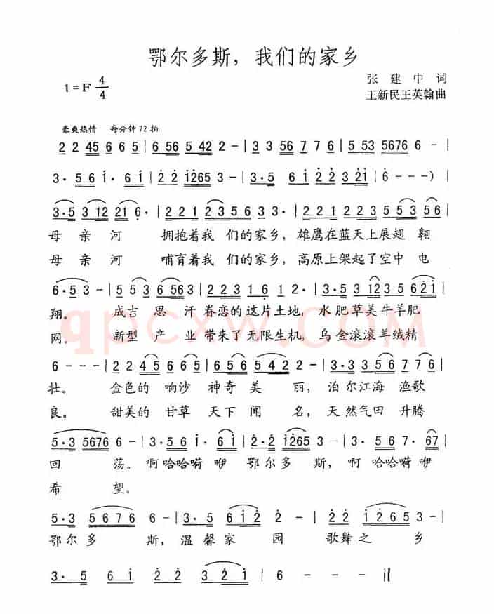 鄂尔多斯，我们的家乡（张建中词 王新民 王英翰曲）