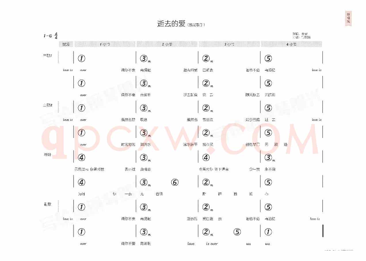 逝去的爱(简和谱)