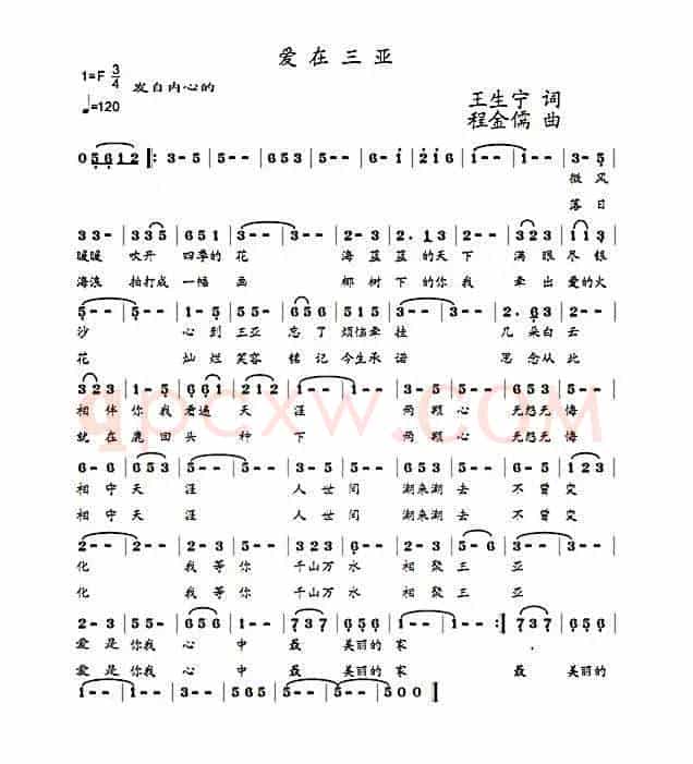 爱在三亚（王生宁词 程金儒曲）