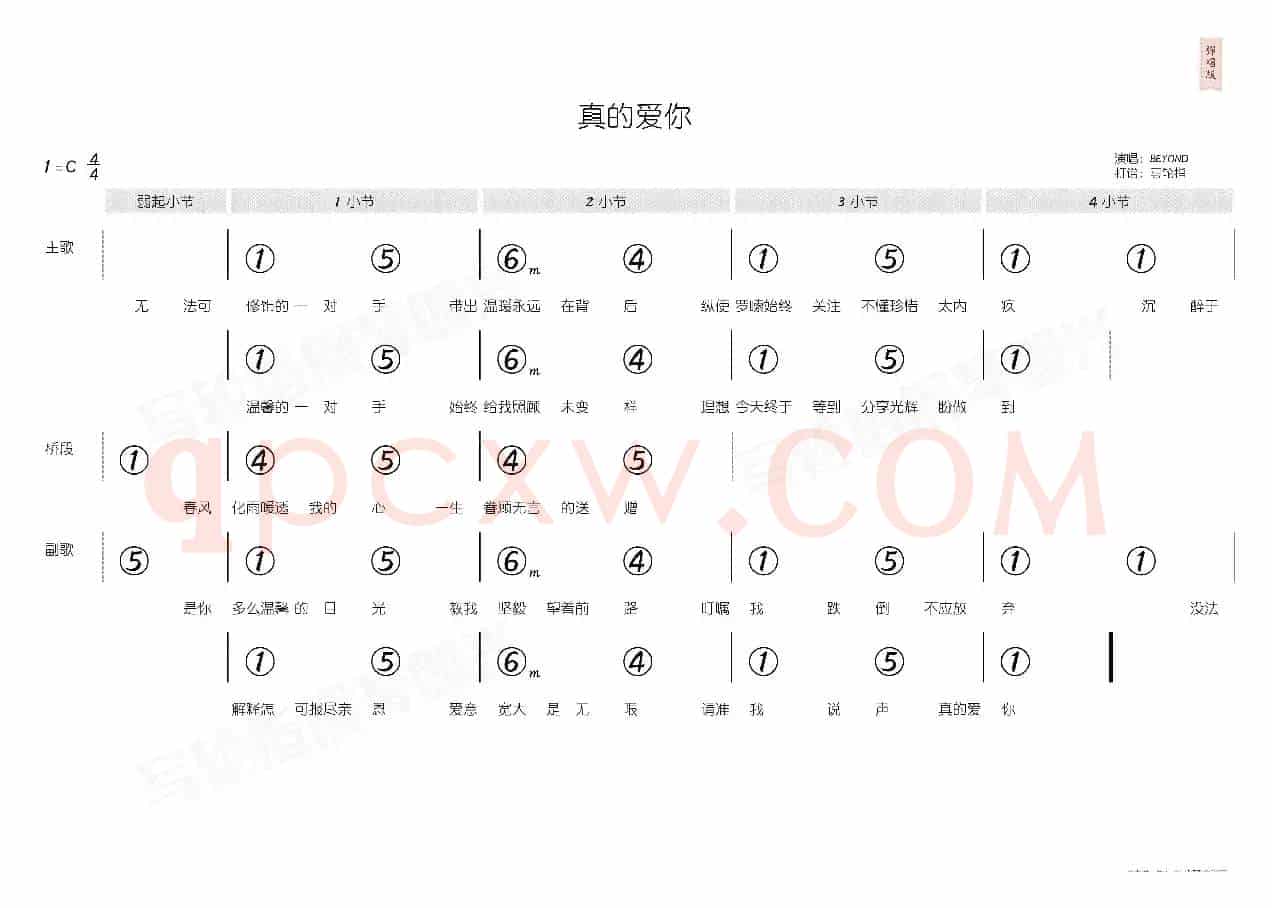 真的爱你（简和谱）