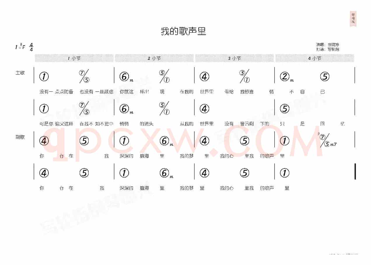 我的歌声里(简和谱)