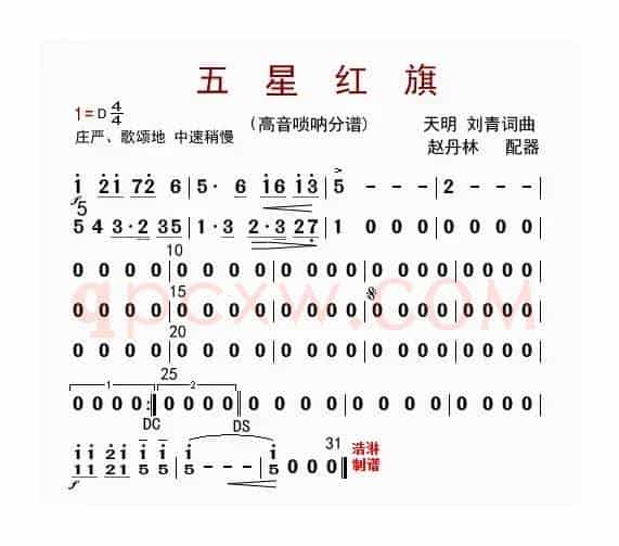 五星红旗（高音唢呐分谱）