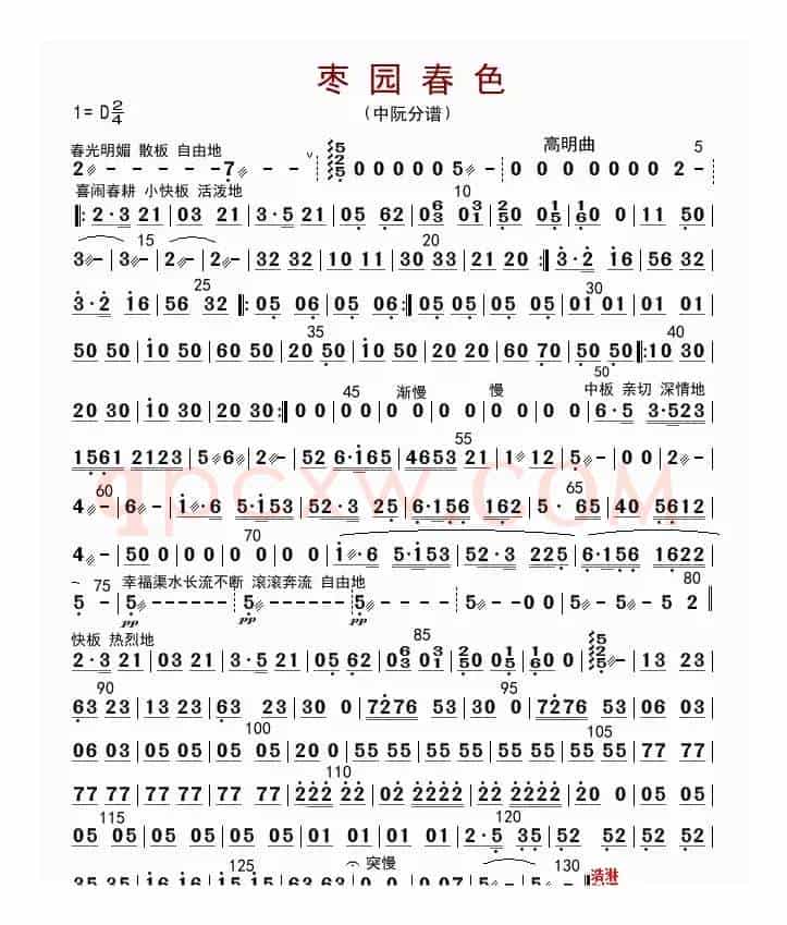 枣园春色（中阮分谱）