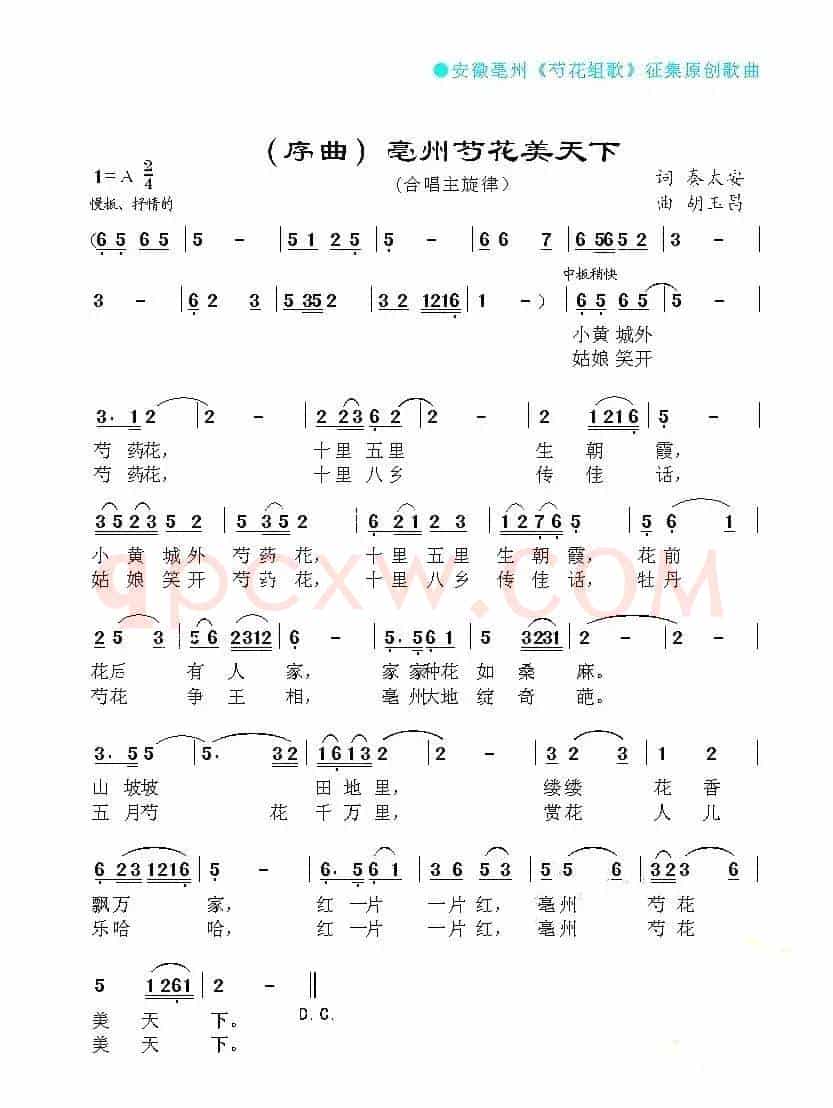 亳州芍花美天下（亳州芍花组歌序曲）