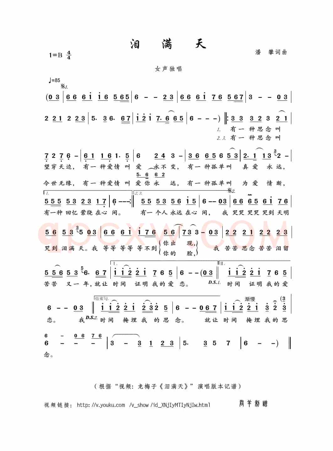 泪满天（潘攀词曲）