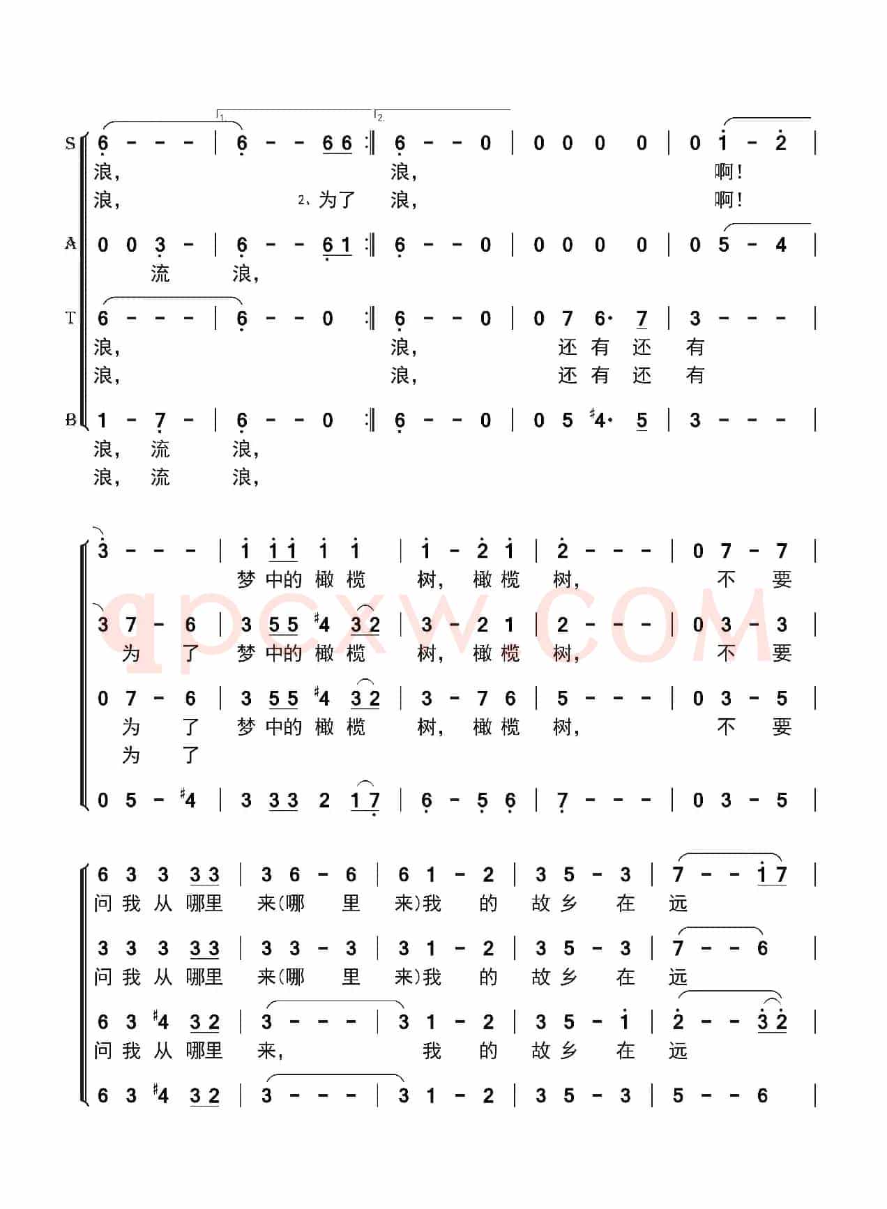 橄榄树(混声合唱)