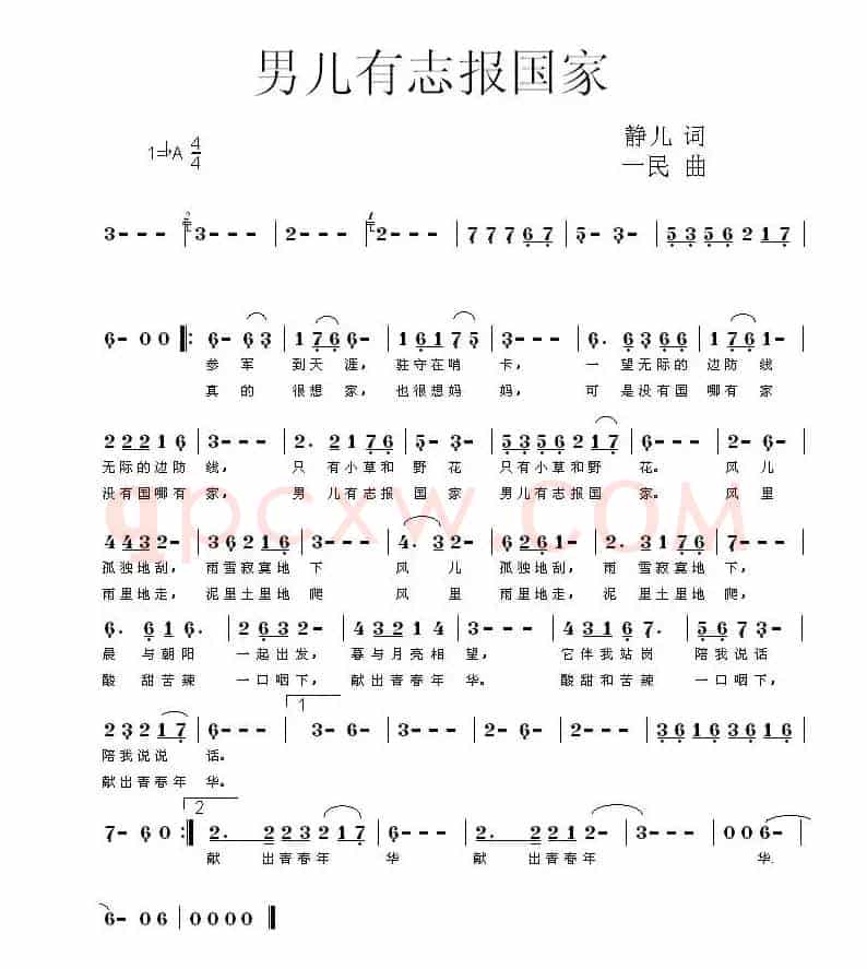 男儿有志报国家
