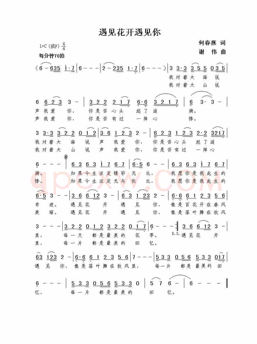 遇见花开遇见你（何春燕词  谢伟曲）