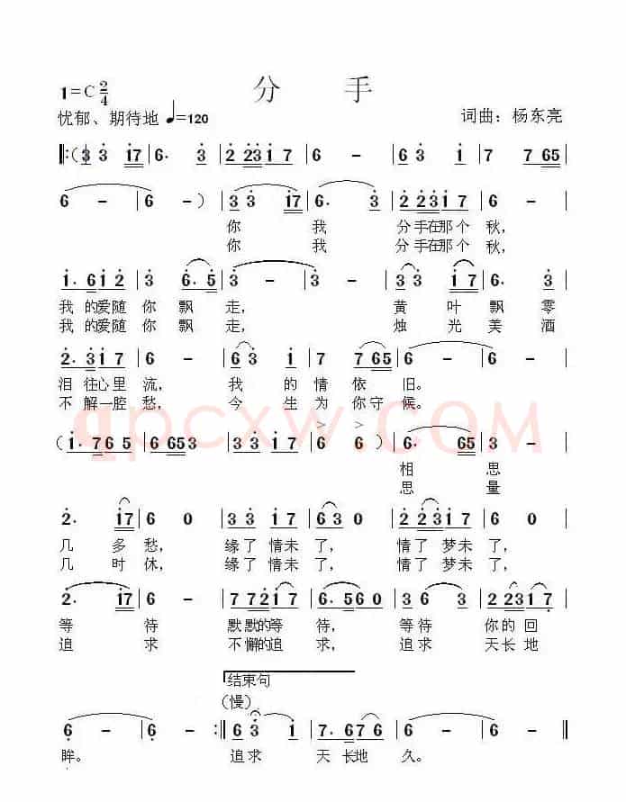 分手（杨东亮词曲）
