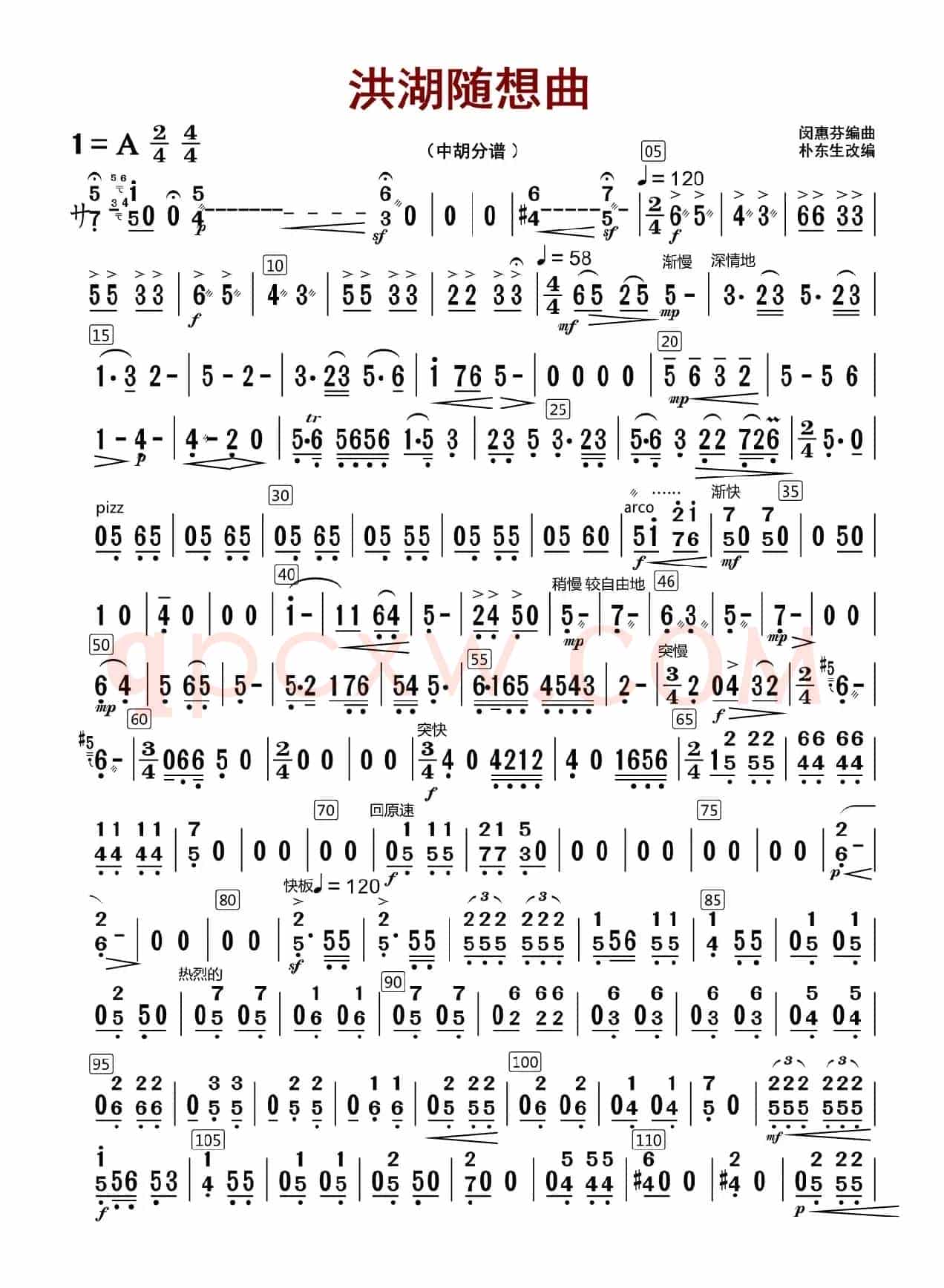 洪湖随想曲（中胡分谱）