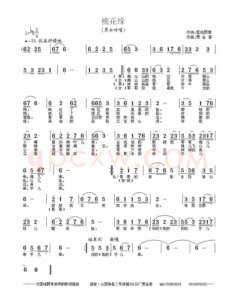 桃花缘（雪地野草词 贾金喜曲）
