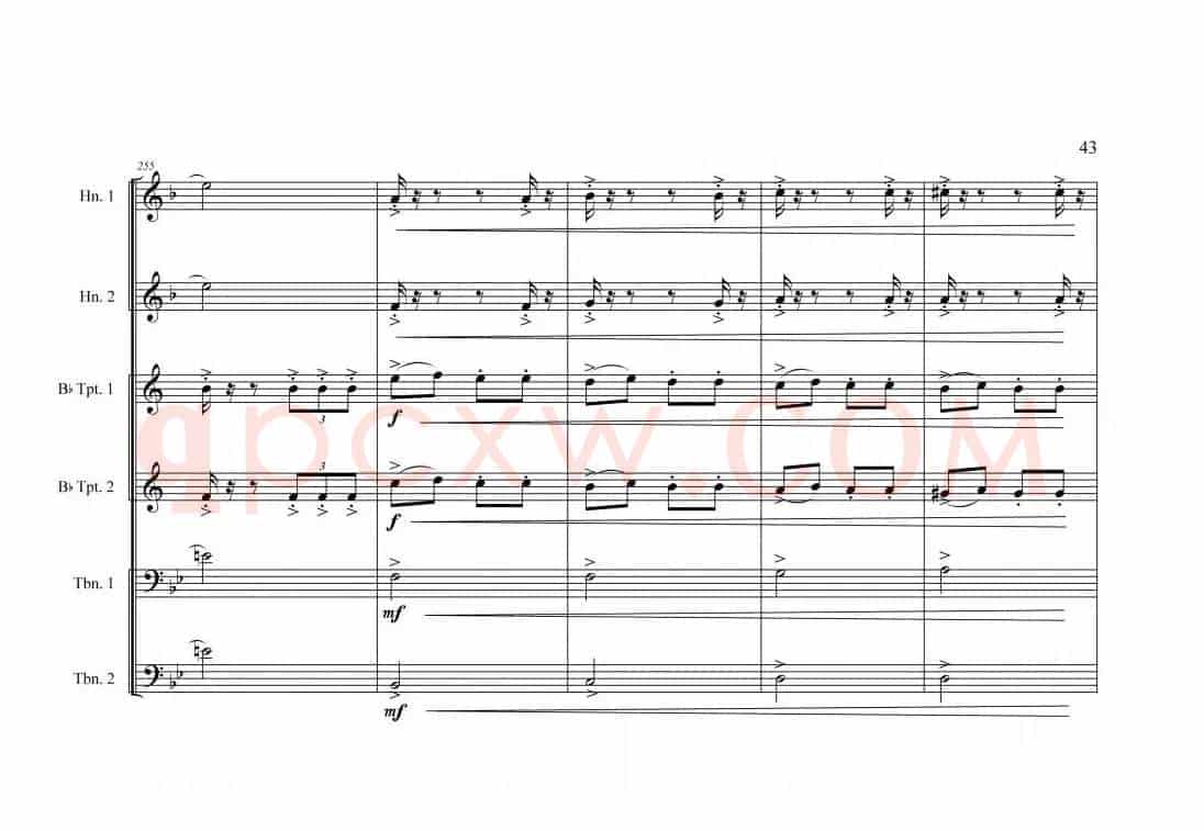 铜管六重奏《中国航母前奏曲》总谱（周开屏原创）