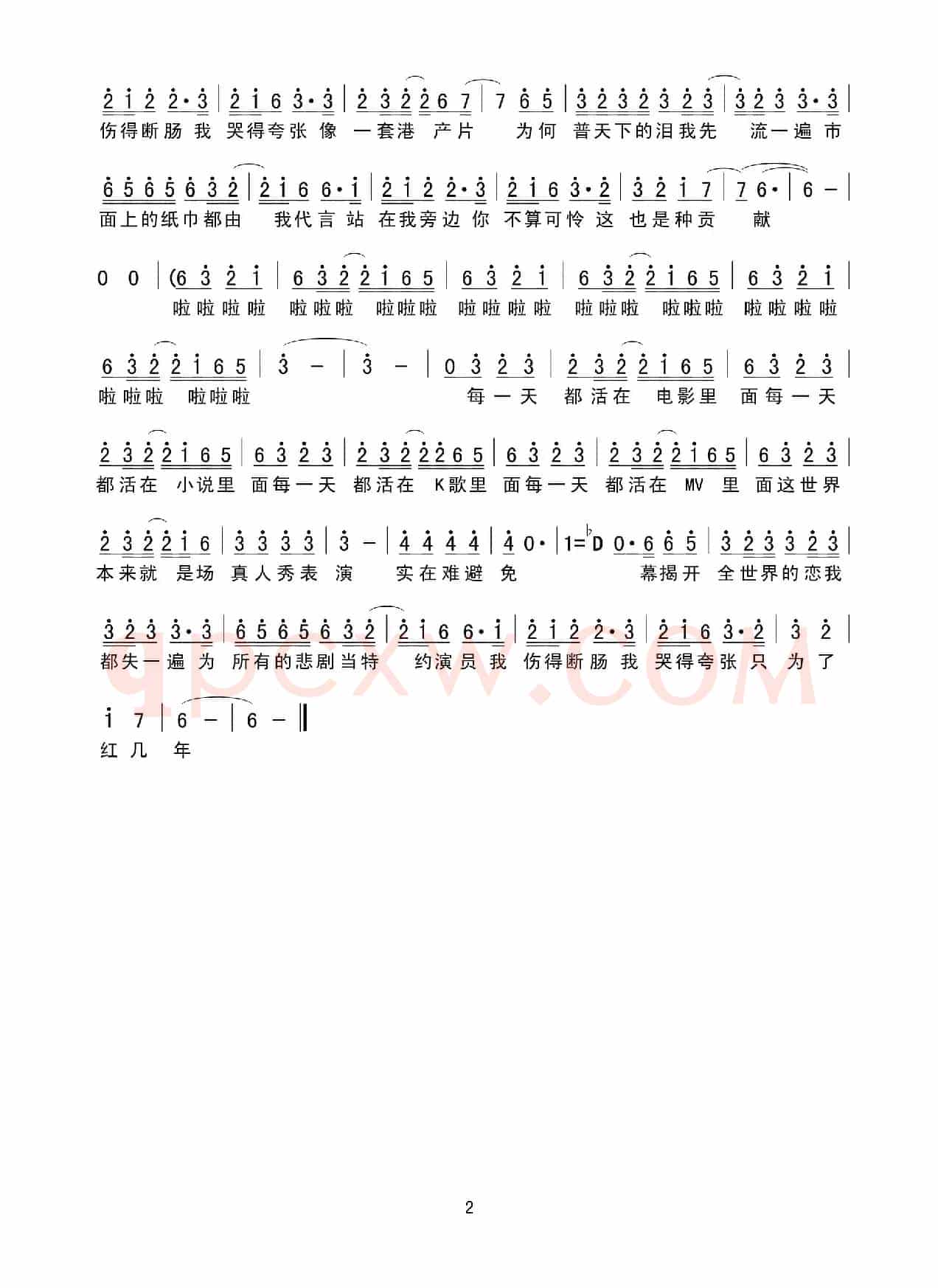 喜剧之王（简谱）