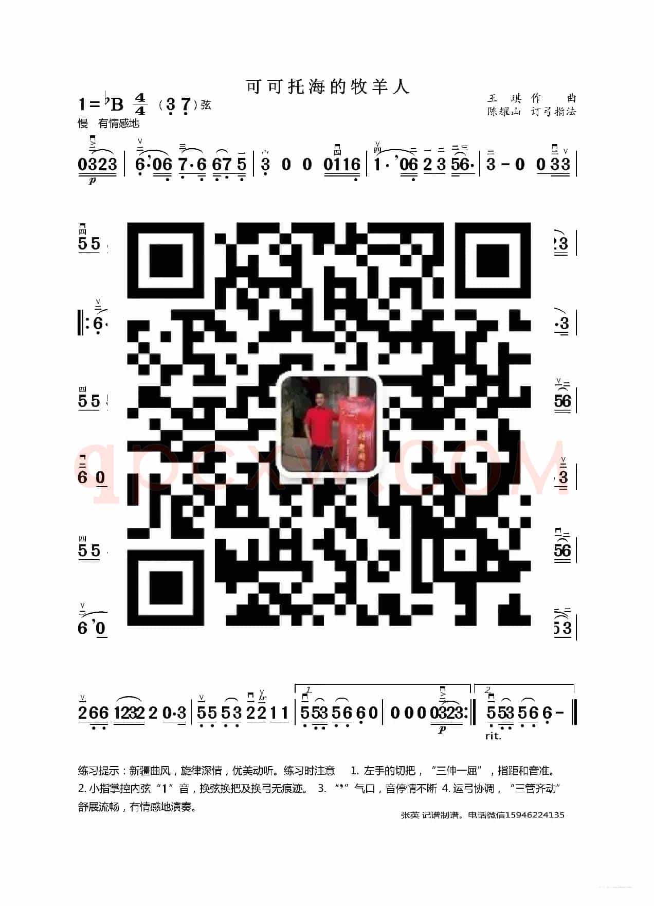 可可托海的牧羊人（二胡谱）
