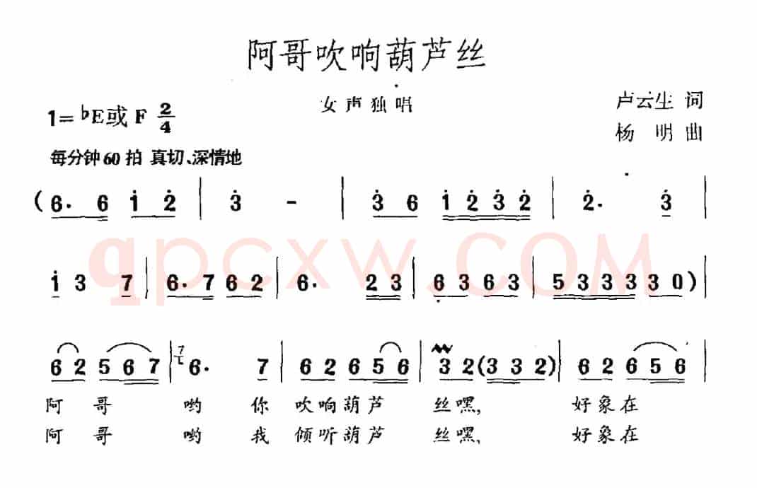 阿哥吹响葫芦丝（卢云生词 杨明曲）