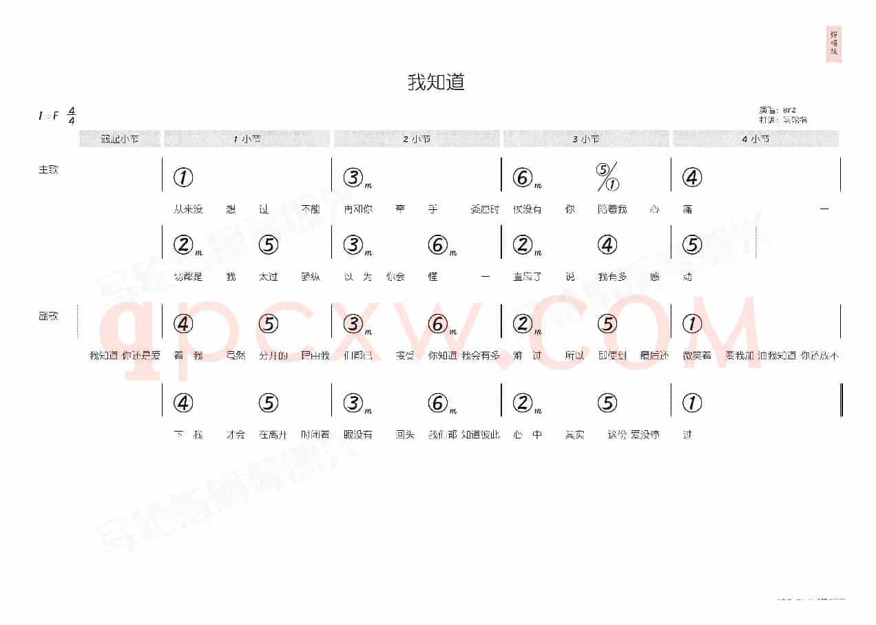 我知道(简和谱)
