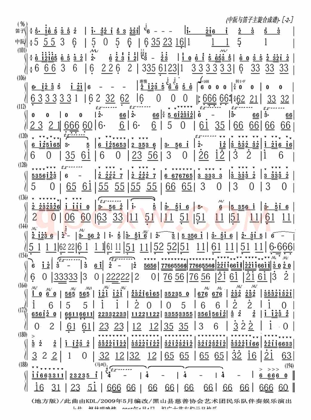 塞上铁骑（中阮与笛子主旋合成谱）