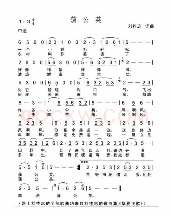 蒲公英（词曲 刘祚志）