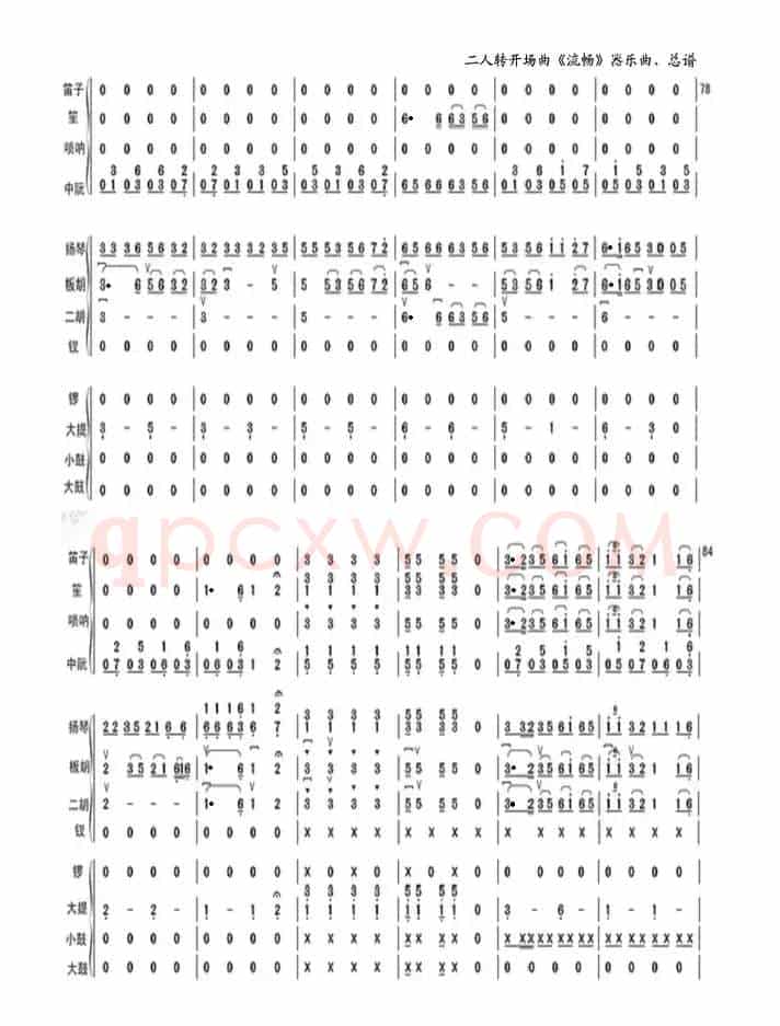 二人转开场曲《流畅》（器乐曲总谱.第七页）