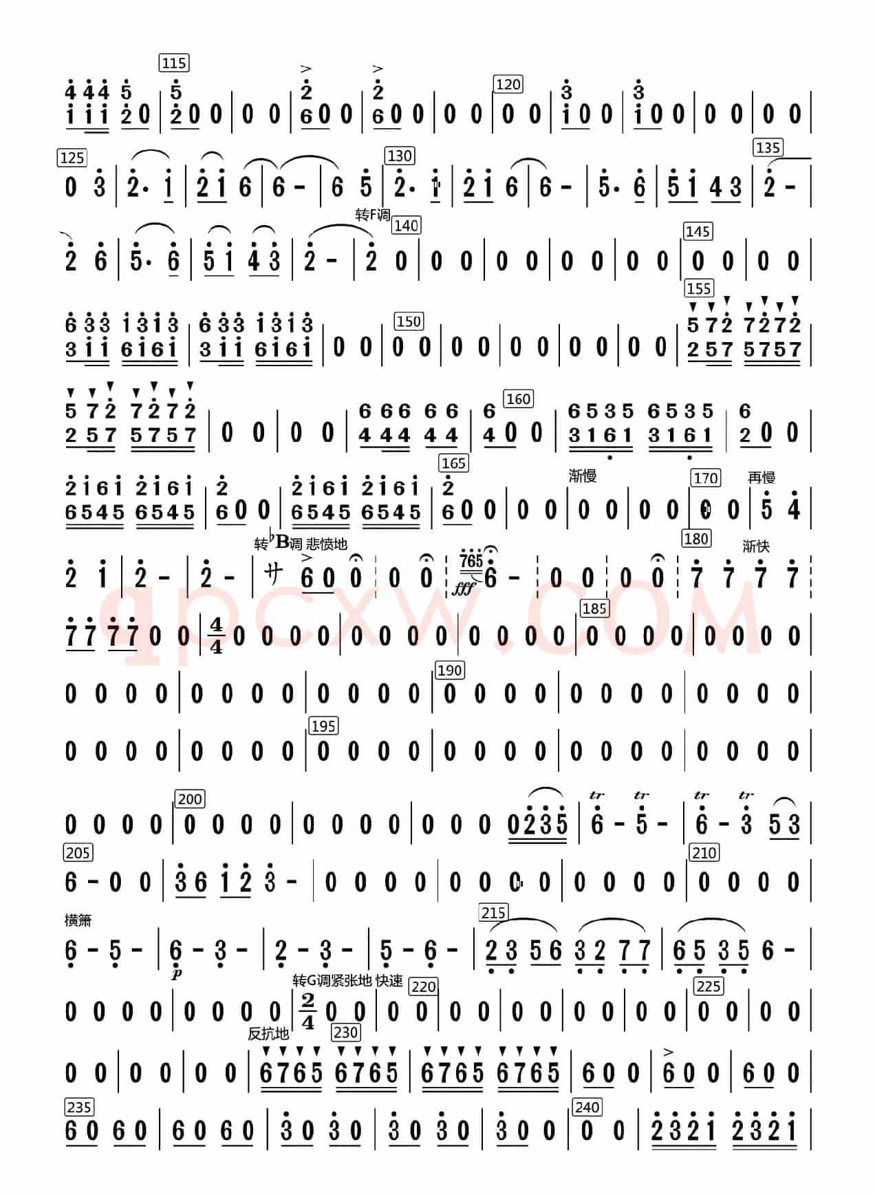 兰花花叙事曲（笛子分谱）