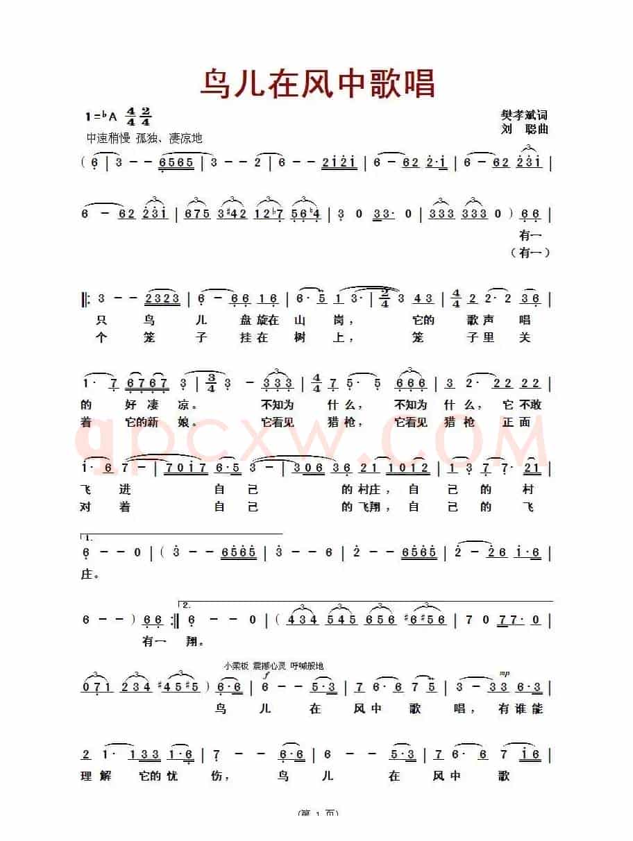 鸟儿在风中歌唱（樊孝斌词/刘聪曲）