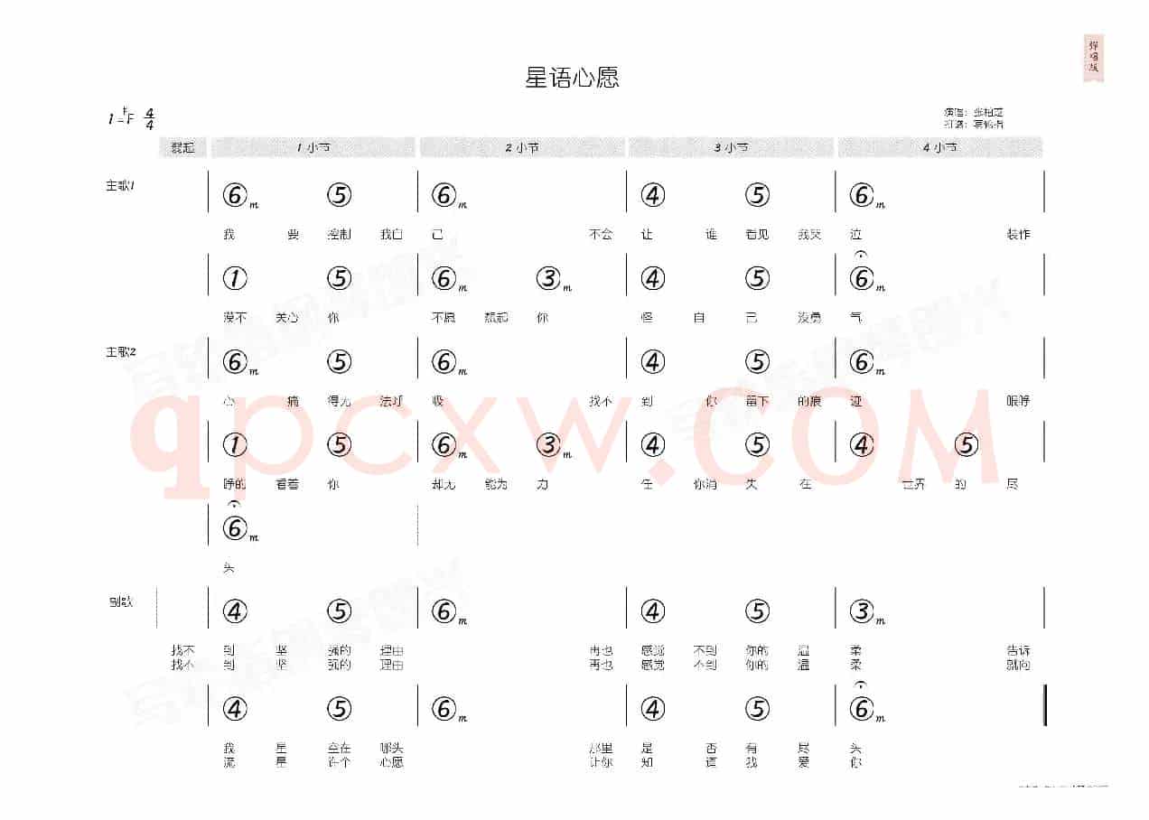 星语心愿(简和谱)