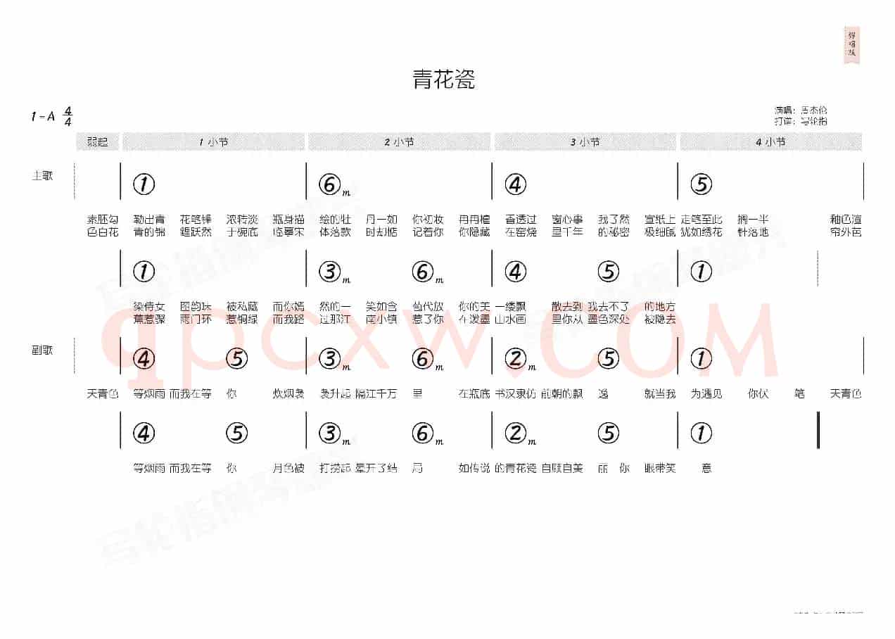 青花瓷(简和谱)