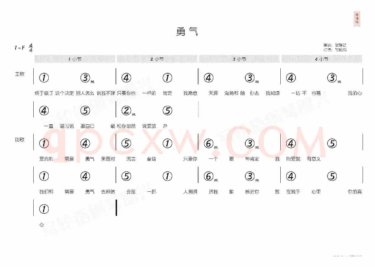 勇气(简和谱)