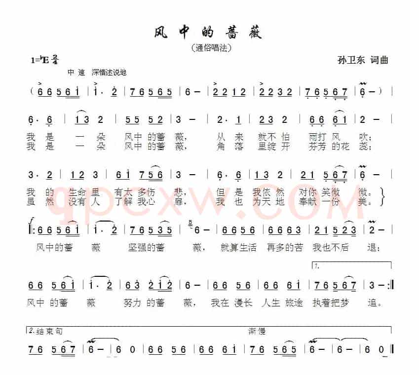 风中的蔷薇（孙卫东词曲）