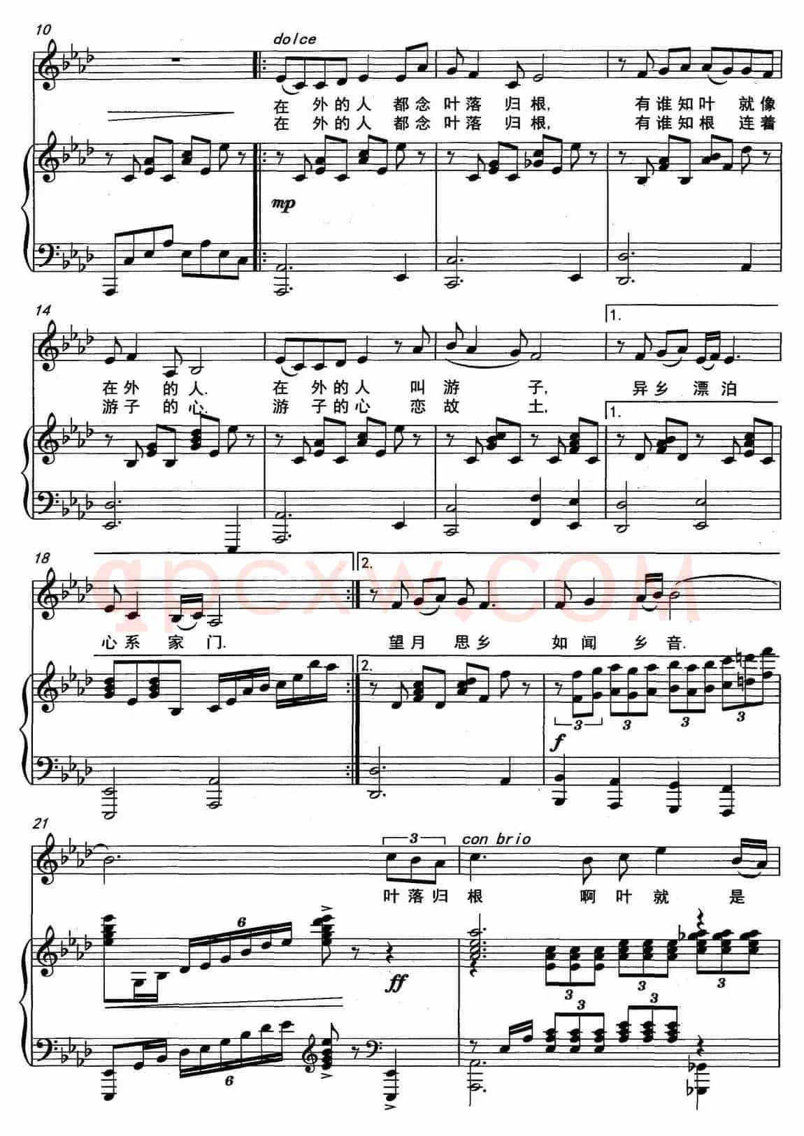 叶落归根（张国良词 许淳曲）（正谱）