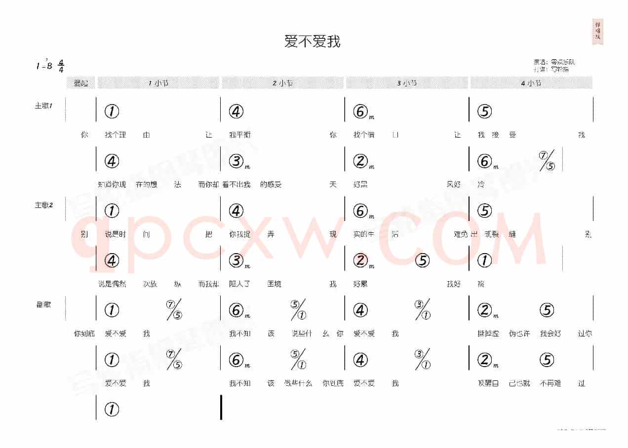 爱不爱我（简和谱）
