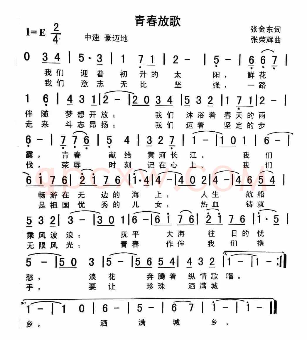 青春放歌（张金东词 张荣辉曲）