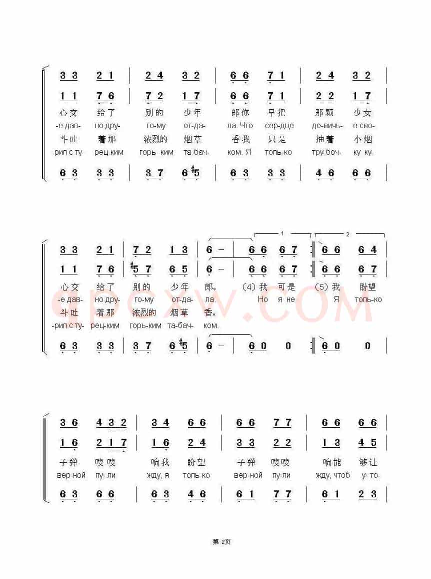 当年曾战斗在沙场КОГДА МЫ БЫЛИ НА ВОЙНЕ（中俄简谱）