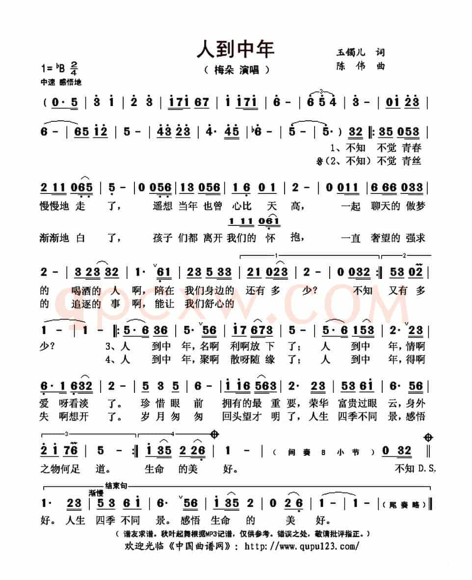 人到中年(玉镯儿词 陈伟曲)