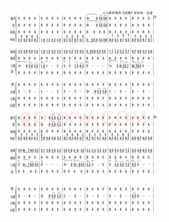 二人转开场曲《流畅》（器乐曲总谱.第五页）