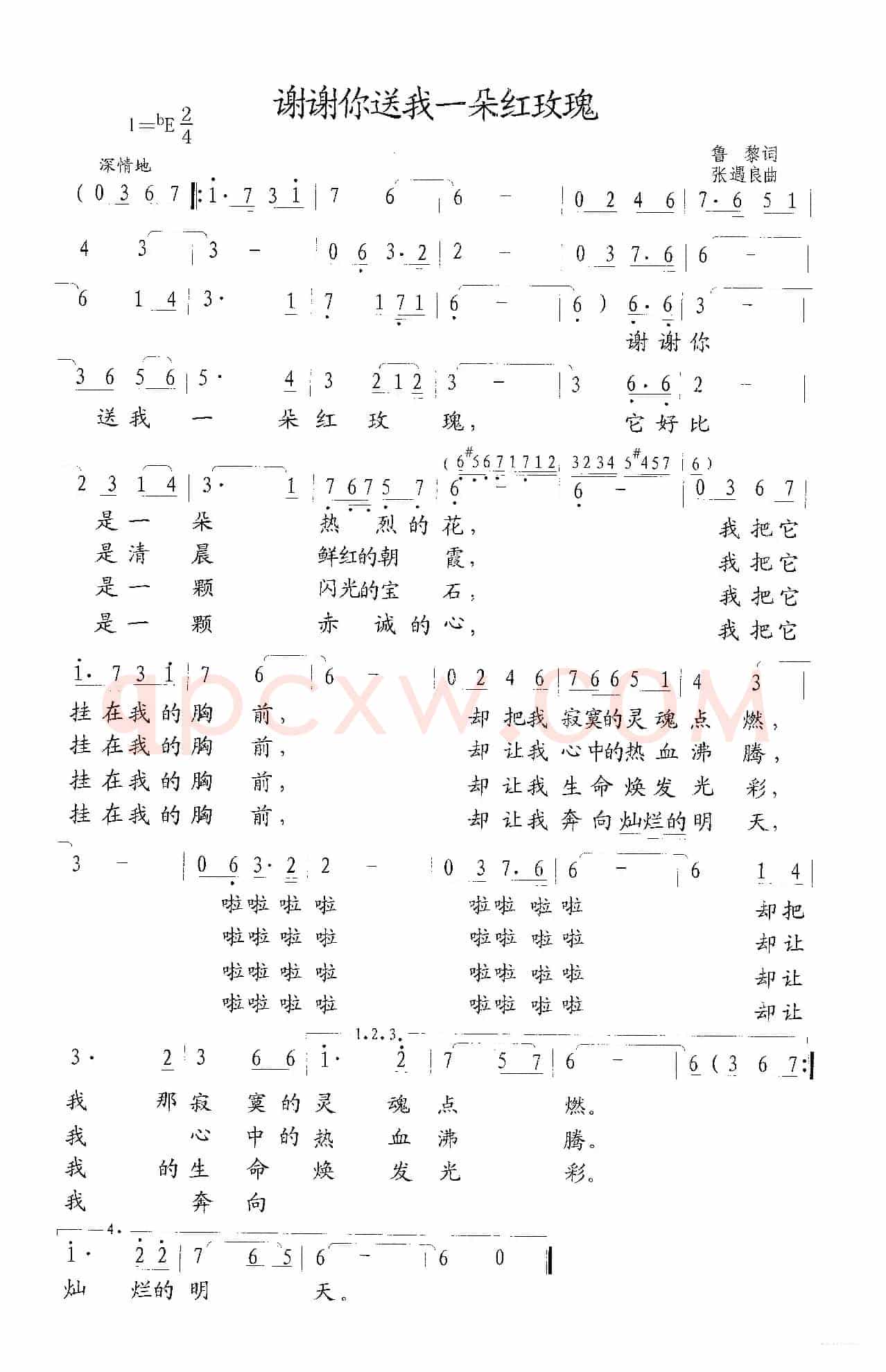 谢谢你送我一朵红玫瑰